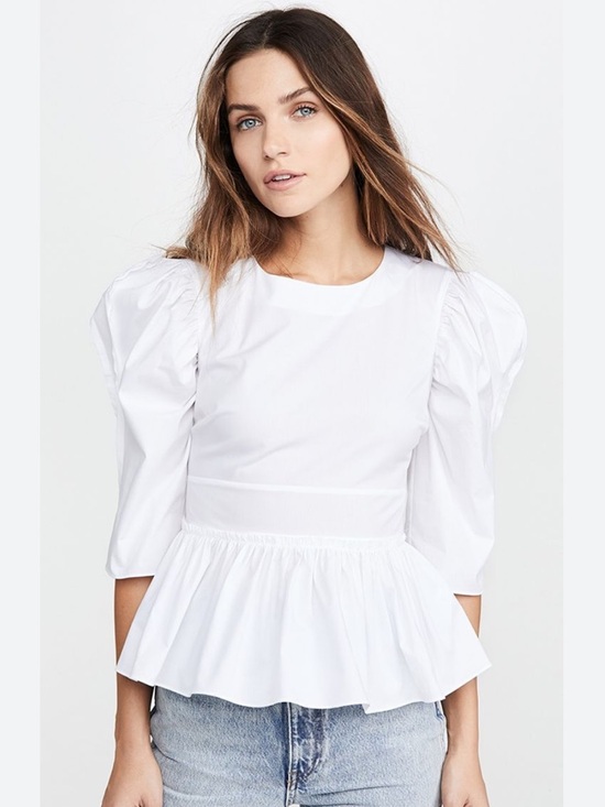 Brock Collection Tops - Brock collection white puff sleeve peplum blouse
